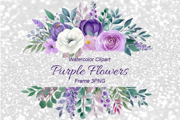 Download Watercolor Purple Flower Frame Clipart - Flower frame Collection