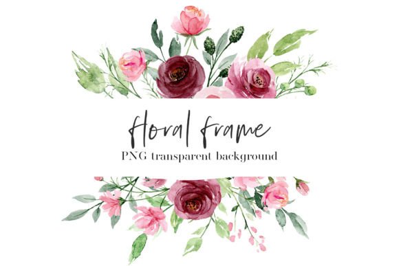 Download Watercolor Flower Frame Border, PNG. - Premium Bundle