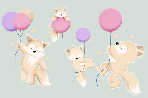Download Cute Animal Playing with Baloon Design - Cute animal Collection