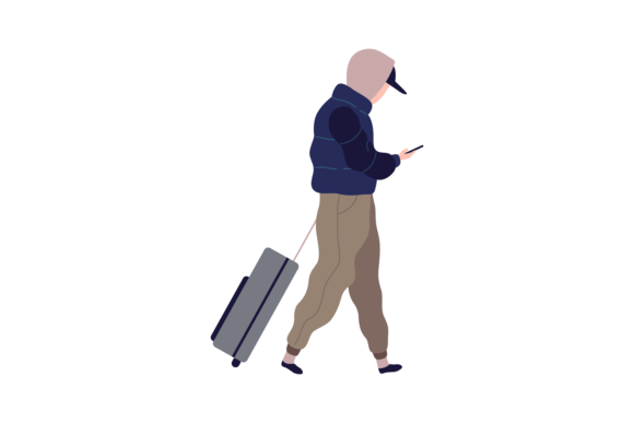 Download Traveling Man with Suitcase. Cartoon Mal - Premium Resources