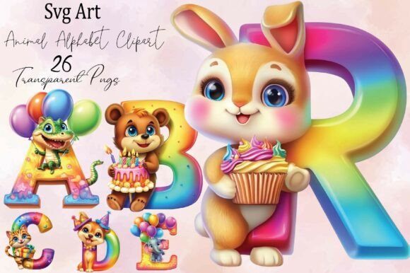 Download Cute Animal Alphabet Clipart PNG Bundle - Premium Resources