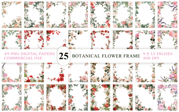 Download Vintage Botanical Flower Frame PNG - Flower frame Collection